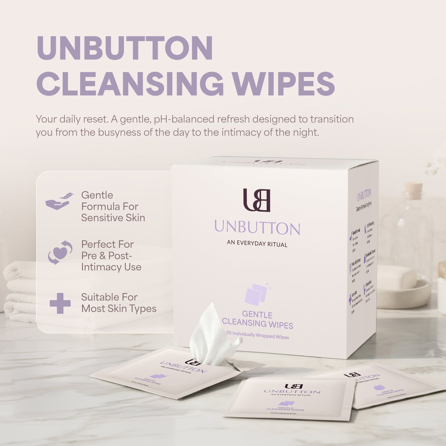 Natural Intimate Cleansing Wipes – pH Balanced, Personal Care for Sensitive Skin